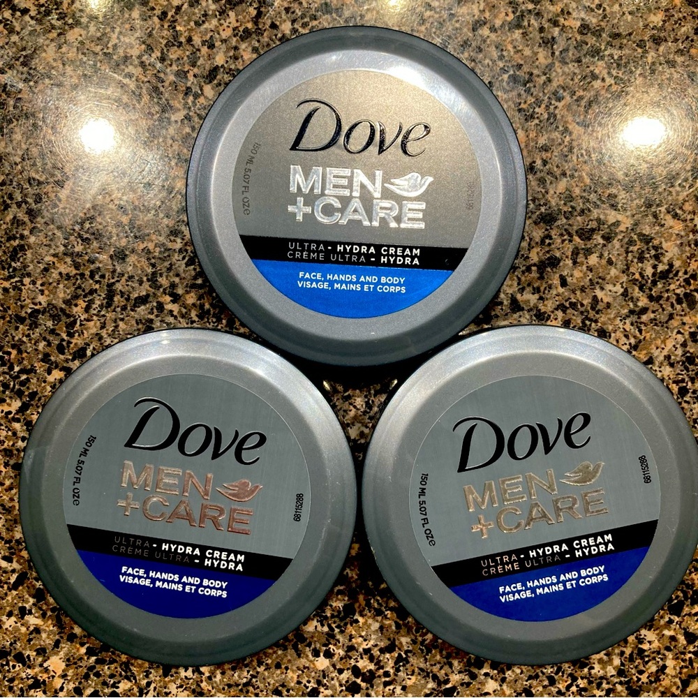 3 PACK NEW DOVE MEN + CARE ULTRA HYDRA CREAM FOR FACE, HANDS & BODY! 5.07 FL OZ!